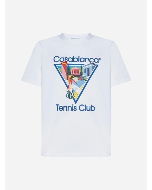 CASABLANCA Blue La Joueuse Cotton T-shirt for men