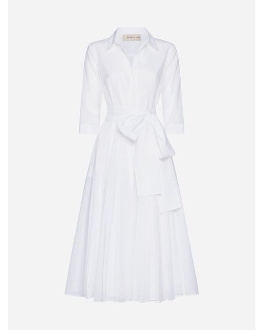 Blanca Vita White Aptenia Belted Shirt Dress