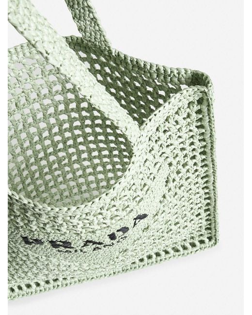 Prada Green Crochet Raffia Tote Bag