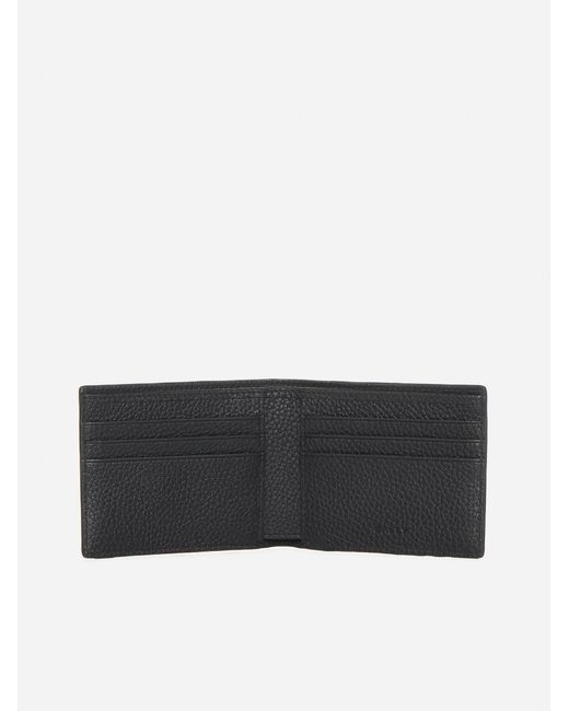 Bally Black Logo Leather Bifold Wallet for men