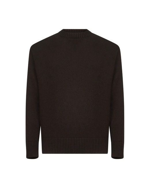 D 40 Black Virgin Wool Knit Relaxed-Fit Sweater<Br for men
