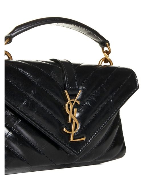 Saint Laurent Black College Mini Quilted Leather Bag