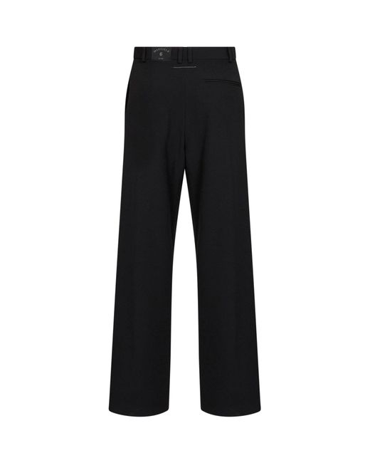 MM6 by Maison Margiela Black Wool Blend Pleated Trousers