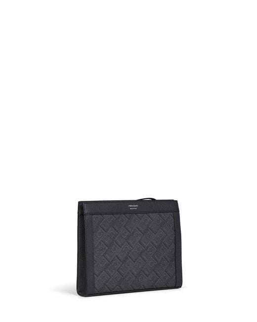 Pouch Monogram E Grigio di Ferragamo in Gray da Uomo