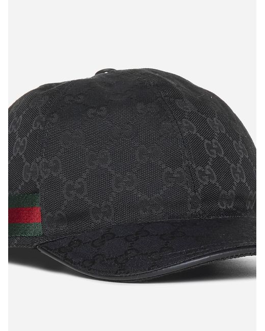 Gucci Black GG And Web Motif Baseball Cap for men