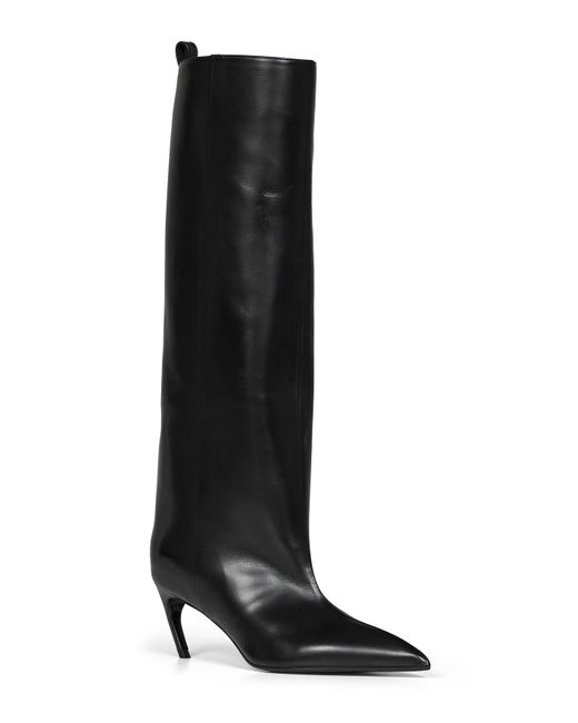 The Attico Black Leather "Lea" Knee-High Boots