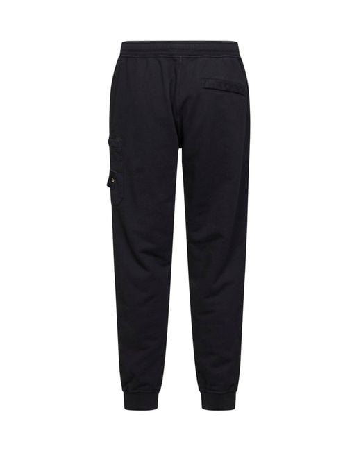 Stone Island Blue Organic Cotton Fleece Cargo Joggers for men