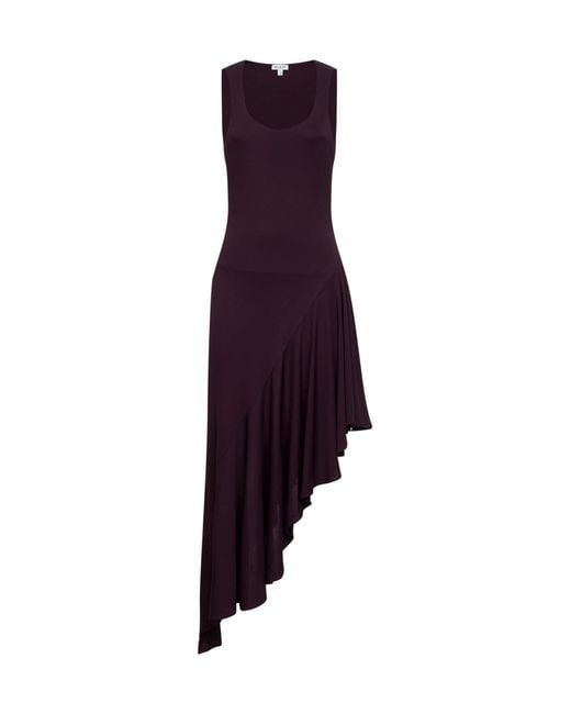 Alaïa Purple Burgundy Fluid Jersey Asymmetric Dress