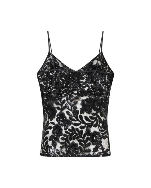 Golden Goose Deluxe Brand Black Sequin-Embroidered Tulle Journey Top