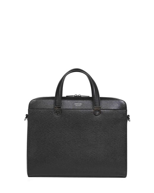 Ferragamo Black Gancini Briefcase for men