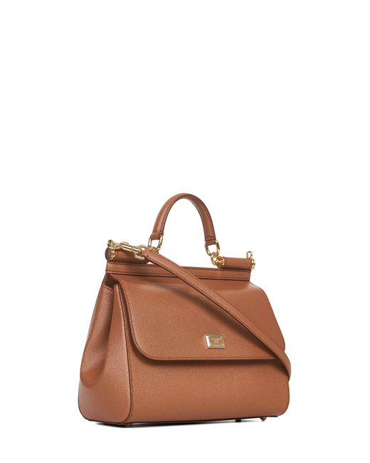 Dolce & Gabbana Brown Camel Large Sicily Handbag