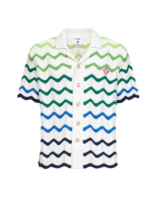 Casablanca White And Wave Crochet Cotton Shirt for men