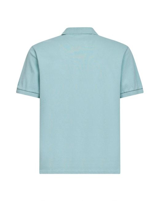 Mc2 Saint Barth Blue Sage Stretch Cotton Piquet Charles Buttonless Polo Shirt for men