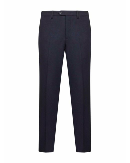 D 40 Blue Loro Piana Stretch Flannel Montaigne Trousers for men