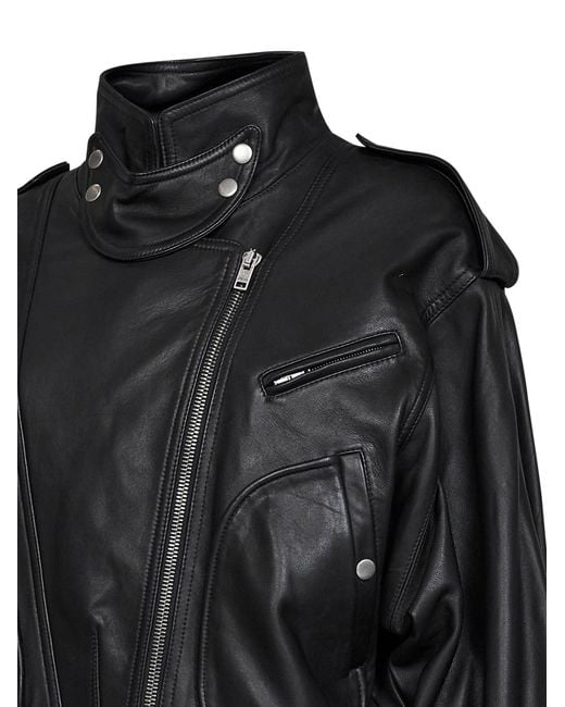 Isabel Marant Black Lambskin Farza Biker Jacket