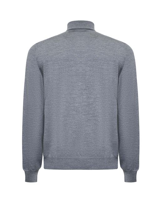 D 40 Blue Virgin Wool Turtleneck Sweater for men