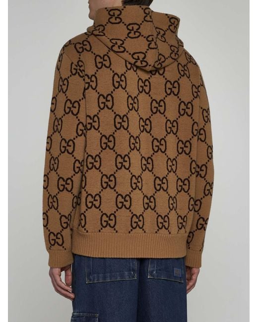 Gucci Brown GG Wool Hooded Sweater for men