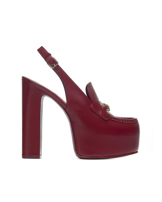 Gucci Purple Leather Platform Slingback Loafers