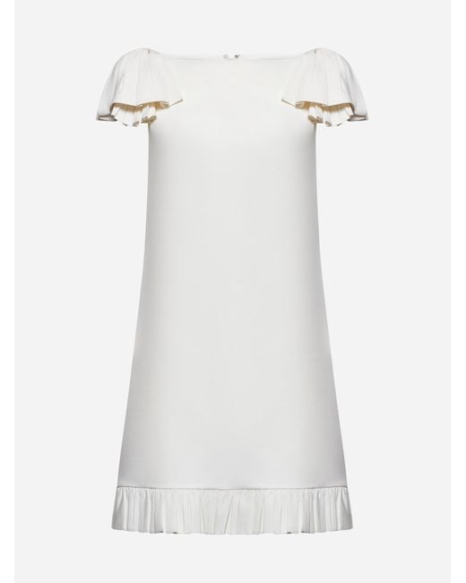 Valentino White Ivory Crepe Couture Short Dress