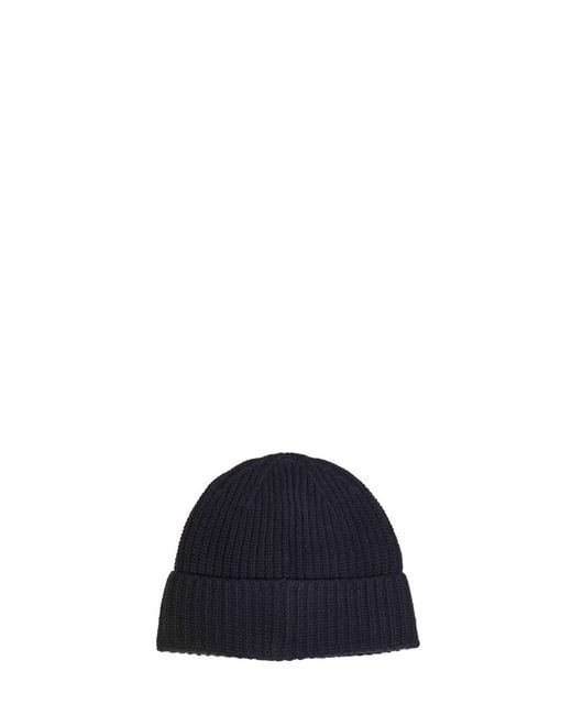 Stone Island Blue Ribbed Rws Geelong Wool Knit Beanie for men