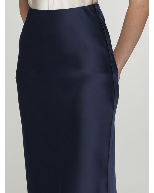 Blanca Vita Blue Ginestra Satin Long Skirt