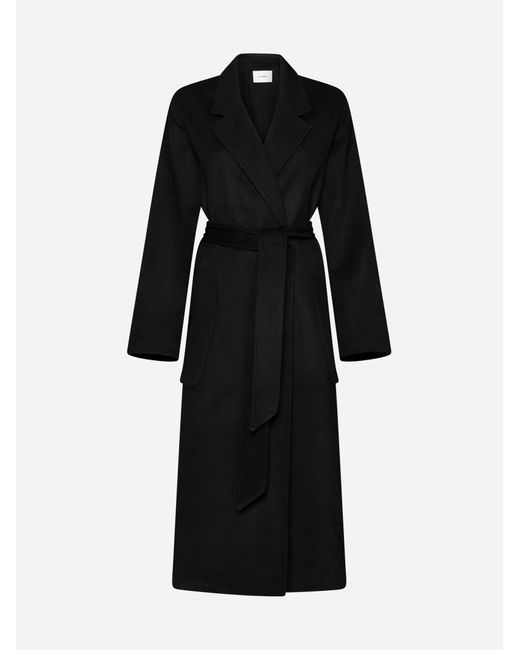 IVY & OAK Celia Woolbelted Coat in Black | Lyst