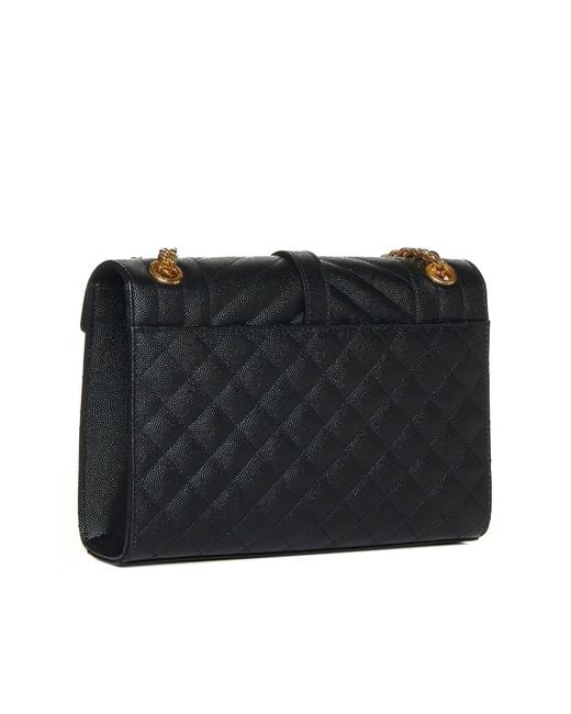 Saint Laurent Black Envelope Quilted Leather Medium Bag