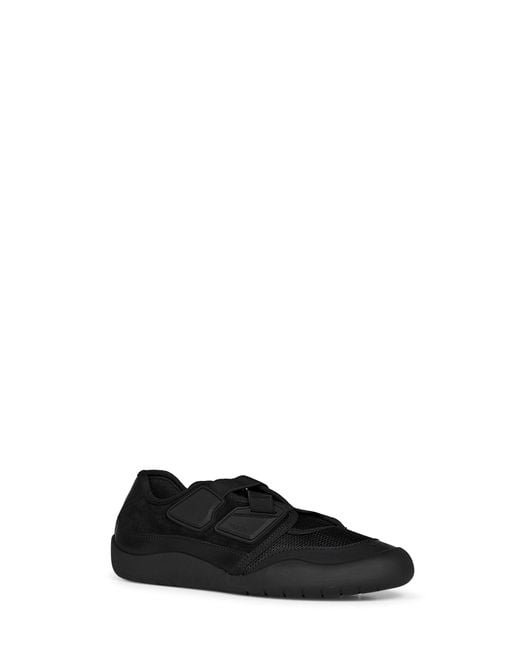 PRADA CALZATURE Black Leather And Mesh Fabric Speedrock Sneakers for men