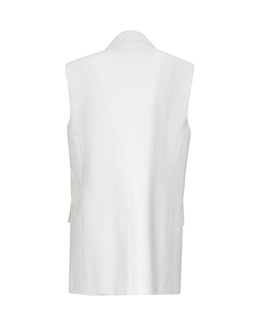 Blanca Vita White Viscose Blend Gelly Sleeveless Blazer