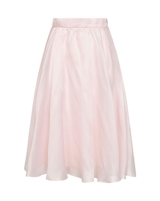Max Mara Pink Silk Organza Msecalle Midi Full Skirt