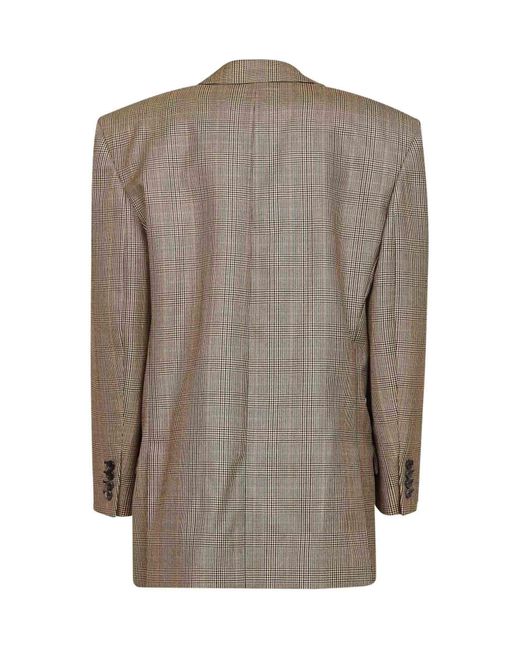 Saint Laurent Gray Checked Double-Breasted Blazer