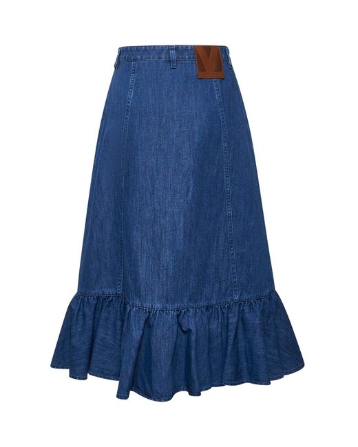 Valentino Blue Lightweight Denim Midi Skirt