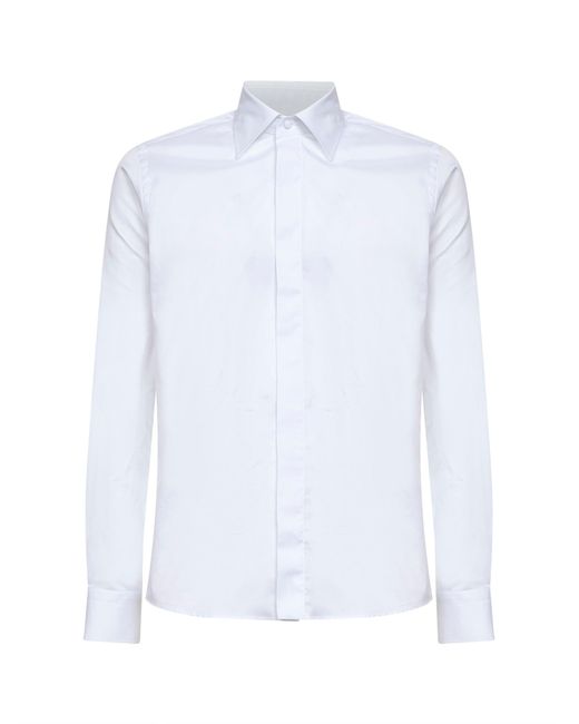 Tagliatore White Cotton Poplin Shirt for men