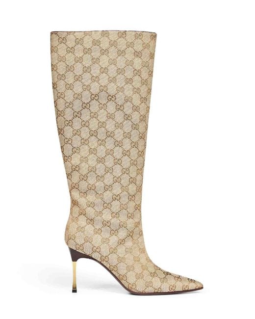 Gucci White Gg Canvas Bombshell Boots