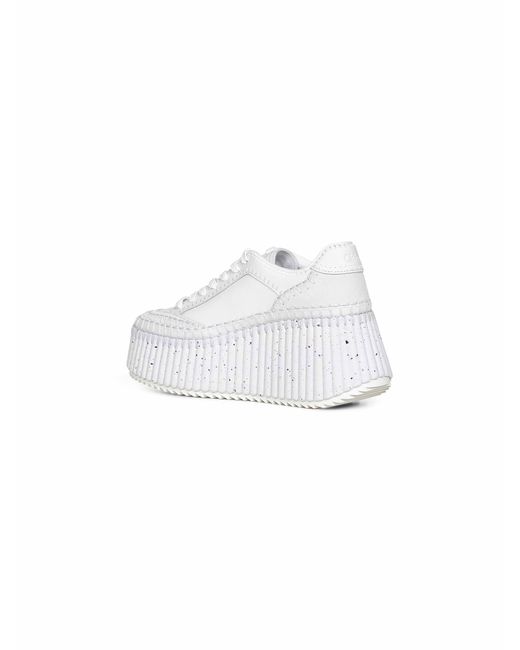Chloé White Nama Wedge Sneakers