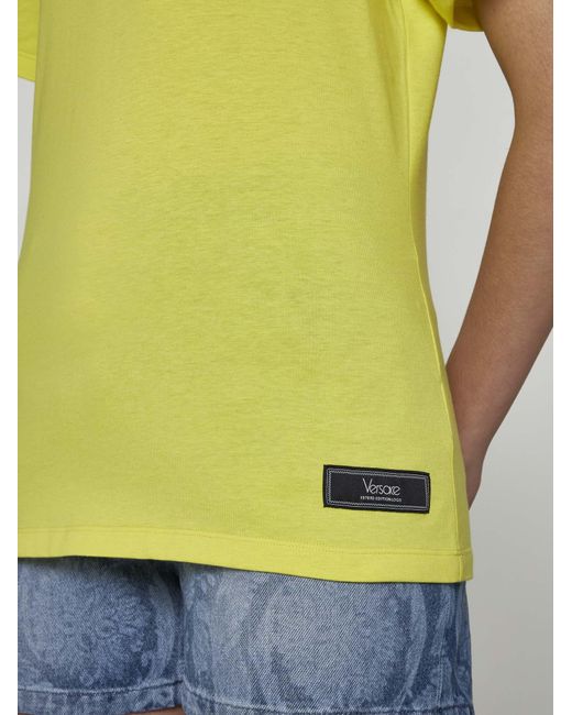 Versace Yellow Logo Cotton T-shirt