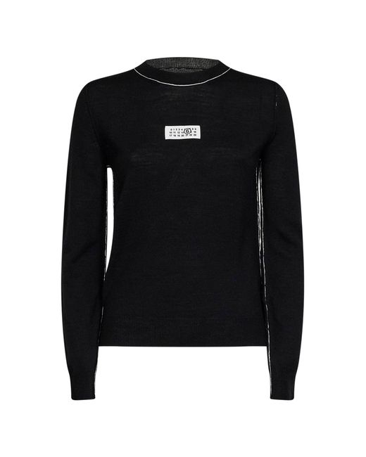 MM6 by Maison Margiela Black Wool Blend Sweater With Contrasting Trims