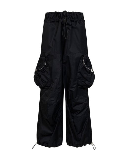 The Attico Black Overdyed Gabardine Cargo Trousers