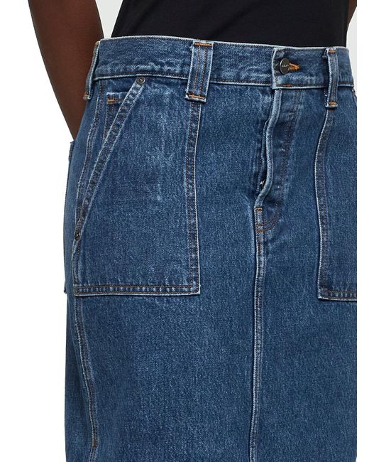 Khaite Blue Denim Genevieve Midi Skirt