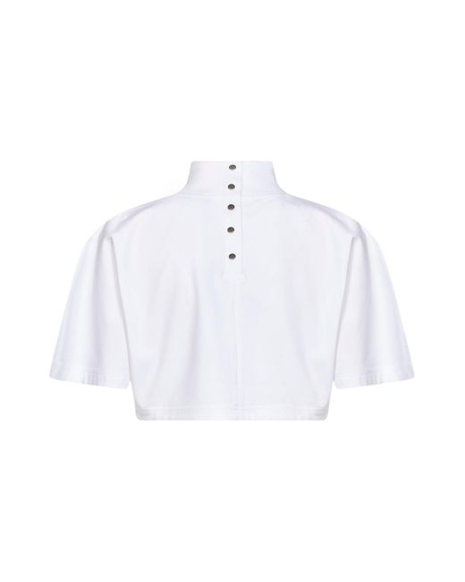 Alaïa White Cropped Jersey T-Shirt