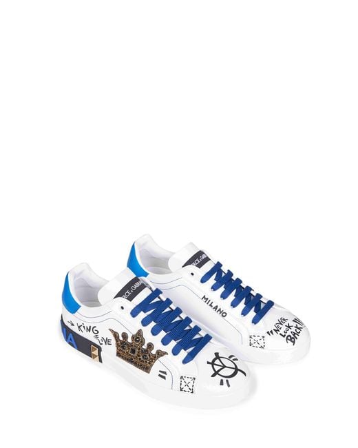 Dolce & Gabbana Blue Leather Portofino Sneakers for men