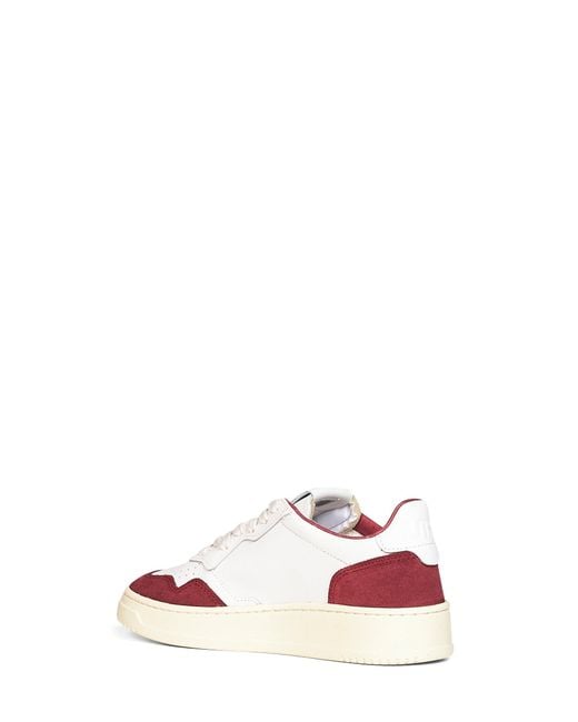 Autry White Leather And Burgundy Suede Medalist Low Sneakers