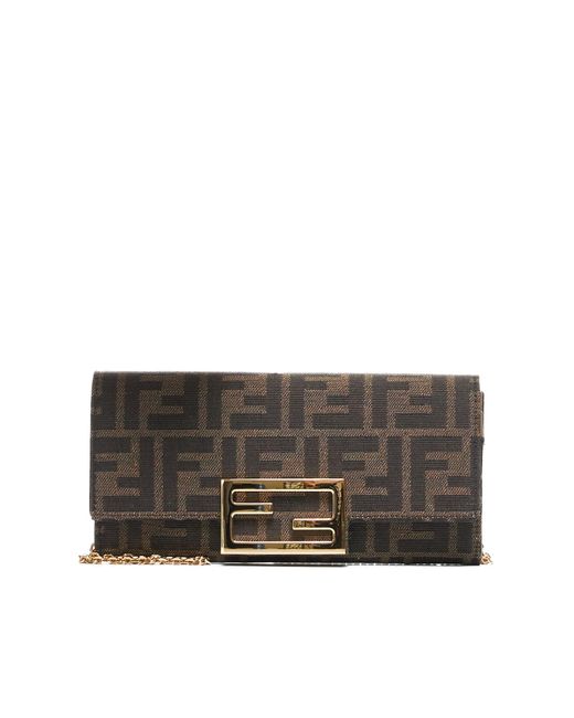 Fendi Gray Continental With Chain