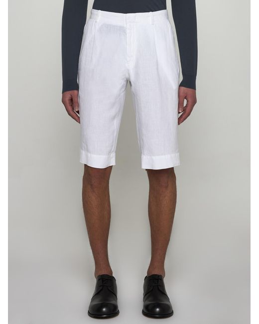 Malo White Linen Shorts for men