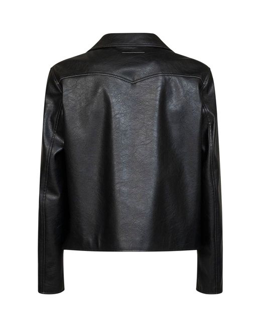 MM6 by Maison Margiela Black Faux Leather Jacket for men