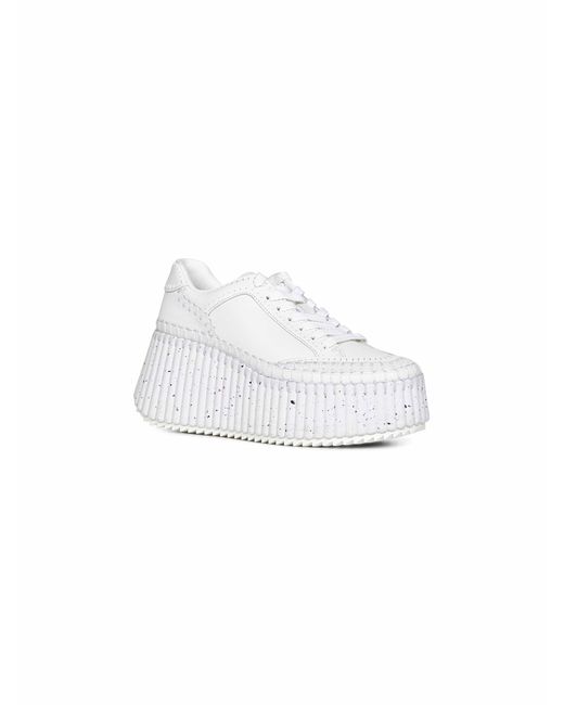 Chloé White Nama Wedge Sneakers