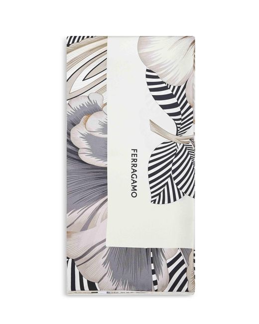 Ferragamo White Brezza Print Silk Twill Scarf