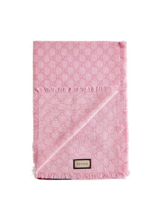 Gucci Pink Gg Wool Scarf for men
