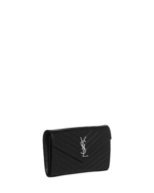 Saint Laurent White Ysl Logo Quilted Leather Wallet On Chain Bag