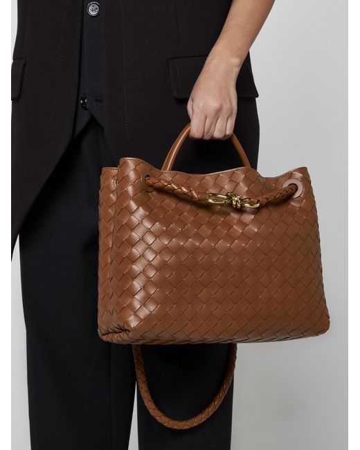 Bottega Veneta Brown Andiamo Medium Intrecciato Leather Bag